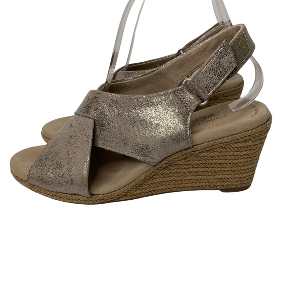 Clarks Lafley Alaina Metallic Wedge Espadrille Sandals Gold 8 - Picture 5 of 15